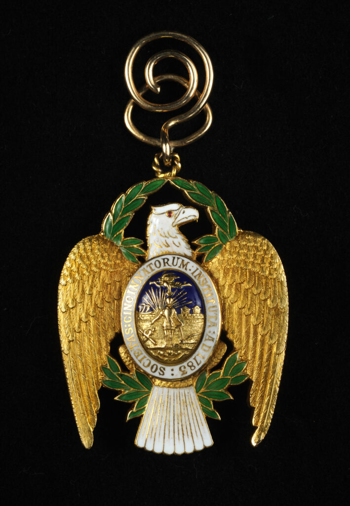 Click for a larger view. Gold insignia of the Society of the Cincinnati on a spiral loop